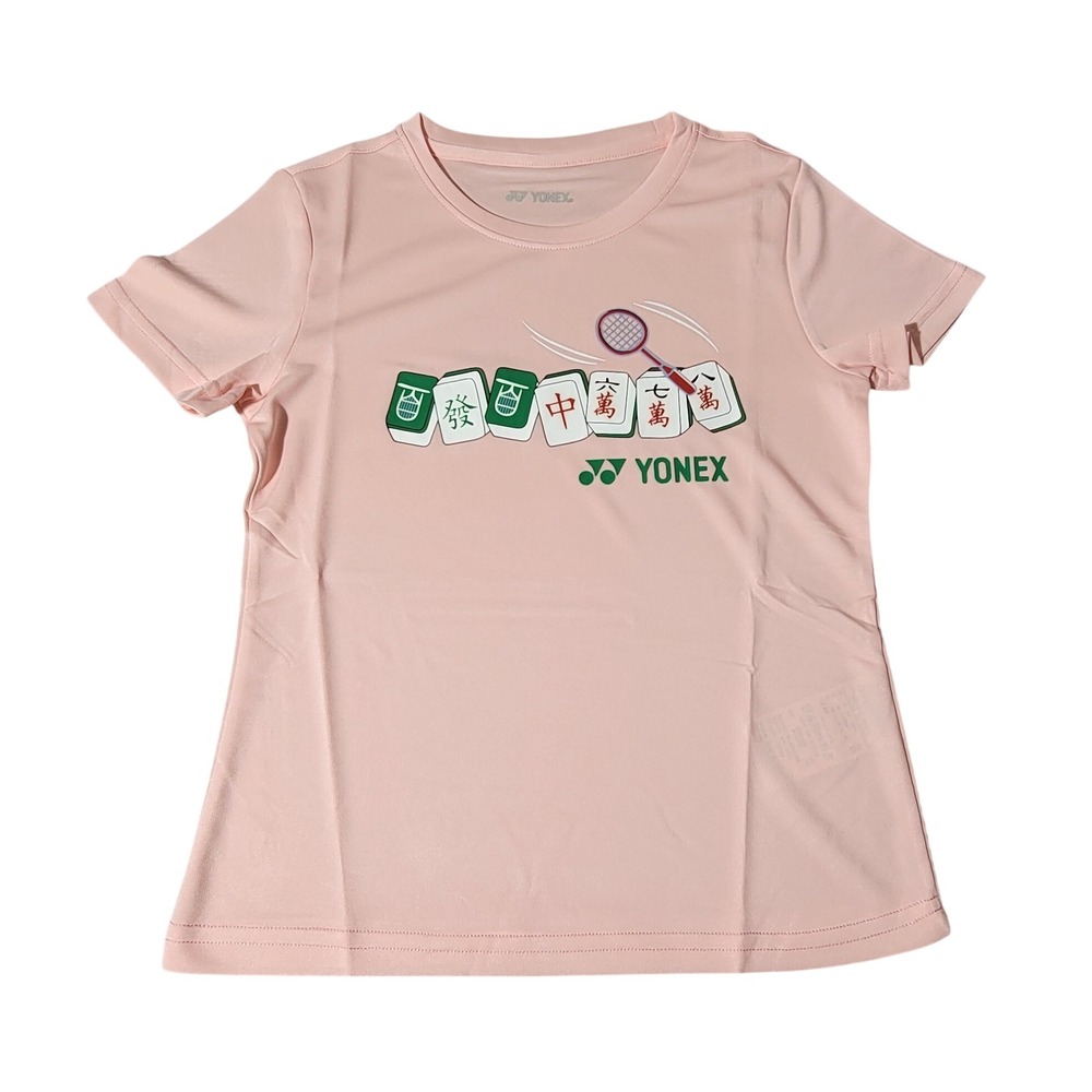 Yonex Pink Mahjong Graphic Badminton Athletic T-Shirt Short Sleeve 71TS046F